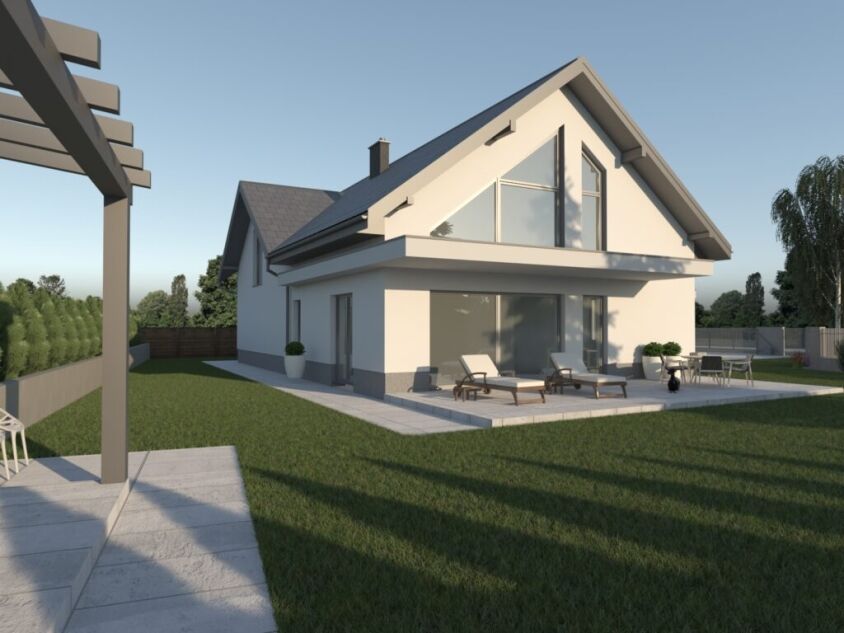 Nowoczesna-harmonia-projekt-domu-2 Projekt elewacji domu nowoczesnego z dachem dwuspadowym